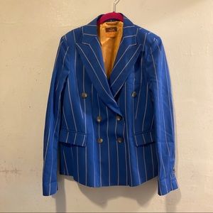 Dal 1926 Davide Cenci Blue White Striped Italian Double Breasted Blazer 42 12